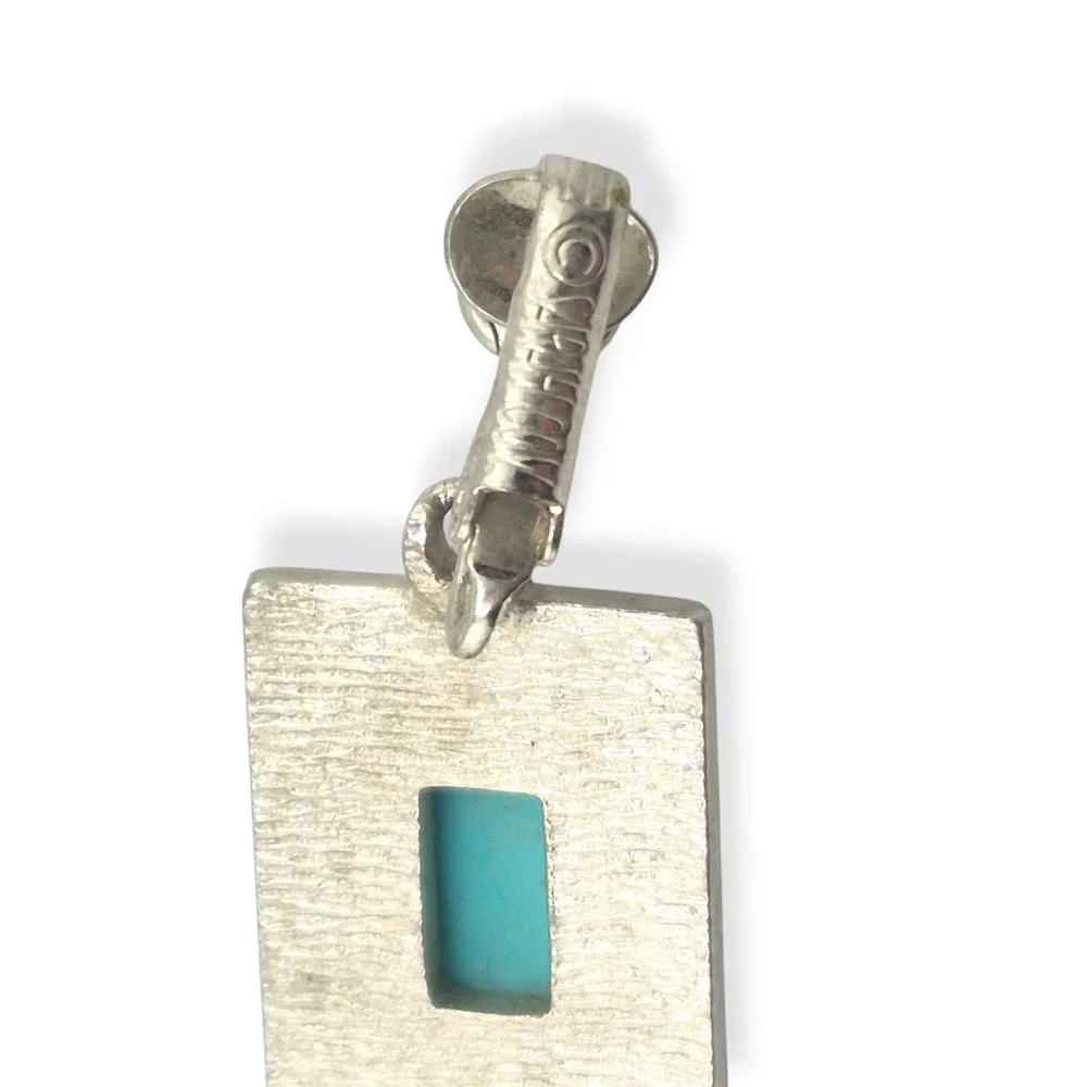 Vintage Sarah Coventry 1971 Folklore Turquoise Silver Tone Pendant Earrings Set
